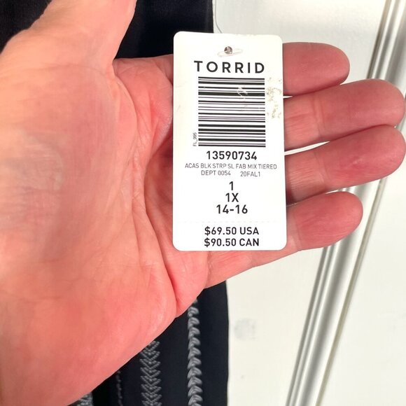 TORRID Super Soft Fit & Flare Dress SZ 1 (1X, 14-16) Tiered Pockets Black NEW - Picture 9 of 12